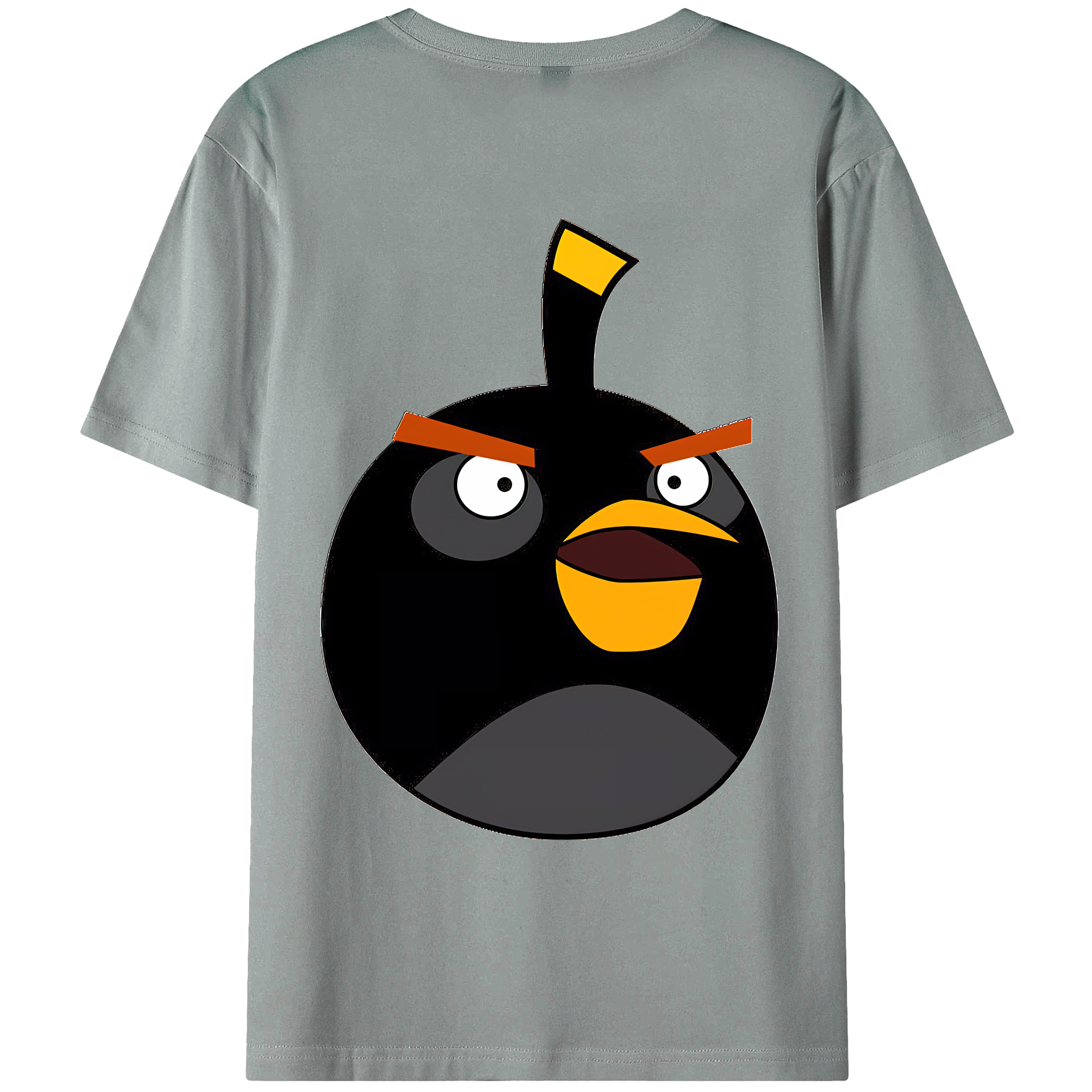 （画像用） Angry Birds アングリーバード 綿100％ メンズ半袖Tシャツ（バックプリント） 通気性
